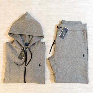 Polo Ralph Lauren Double Knit Tech Fleece Jogger Sweatsuit Grey Black Po…
